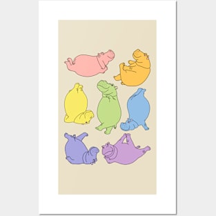 Hippo Workout - pastel rainbow Posters and Art